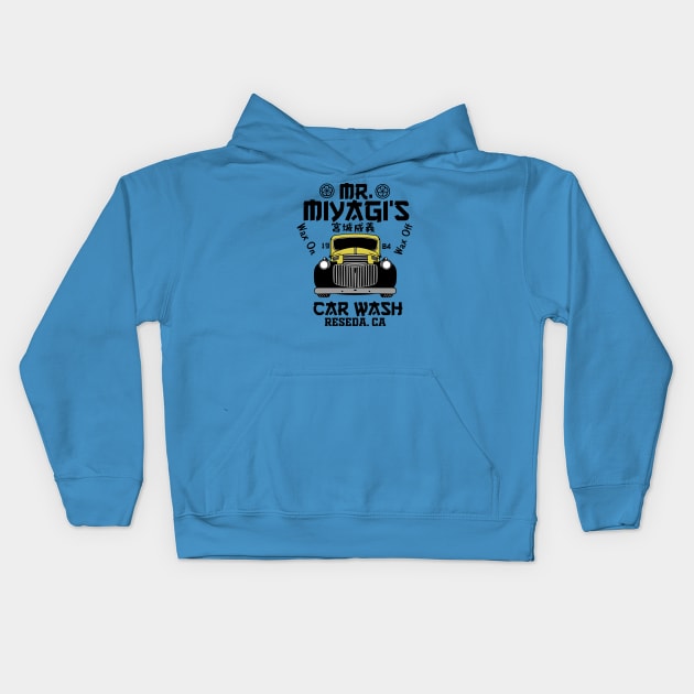 Miyagi's car wash Kids Hoodie by carloj1956